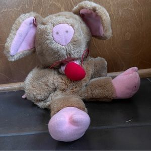 Vintage Animal Snackers Plush Puppet Pig Squeaker Stuffed Animal Hog Toy 13in